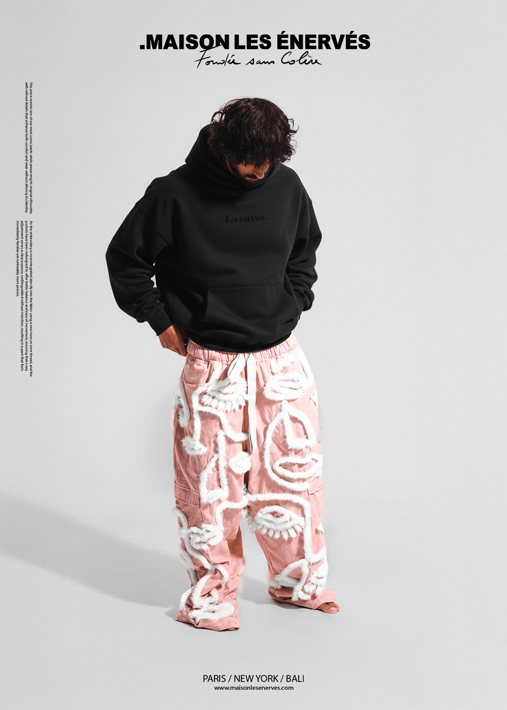 Siam Very Baggy Fur Pants Men - Rose - .MAISON LES ÉNERVÉS | Prêt - à - porter | Official online store