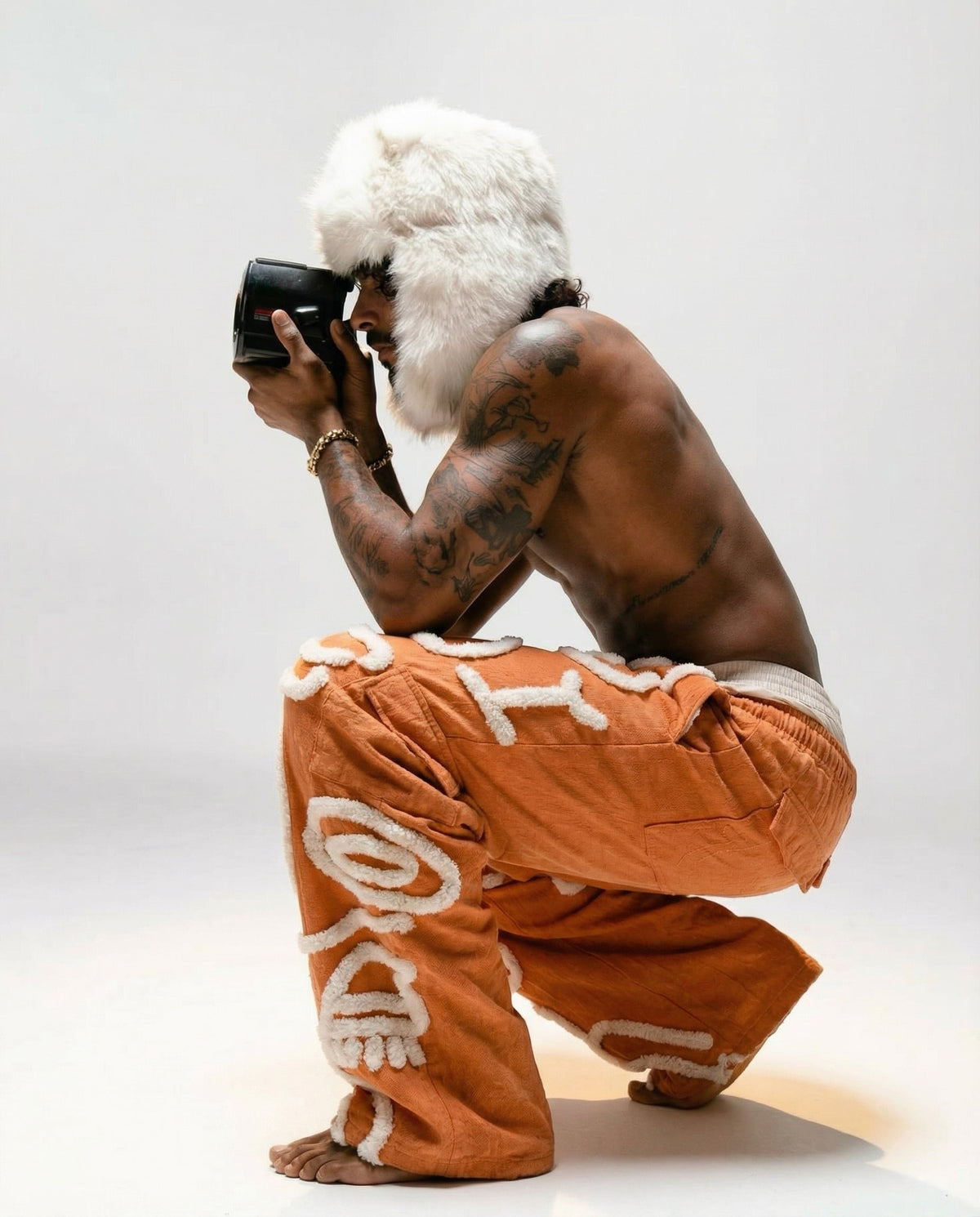 Siam Very Baggy Fur Pants Men - Volcano - .MAISON LES ÉNERVÉS | Prêt - à - porter | Official online store