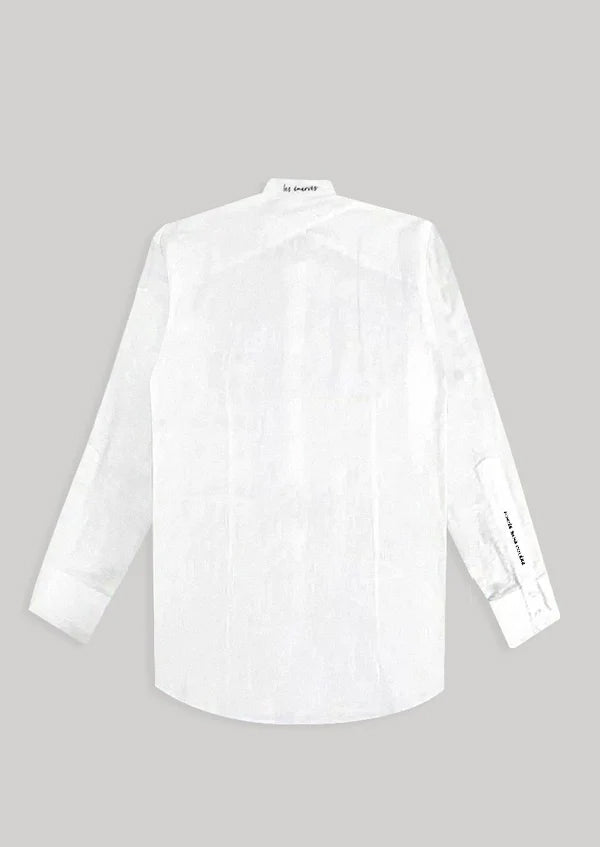 Linen and Cotton Nejjar Shirt - White Embroidery - .MAISON LES ÉNERVÉS | Prêt - à - porter | Official online store