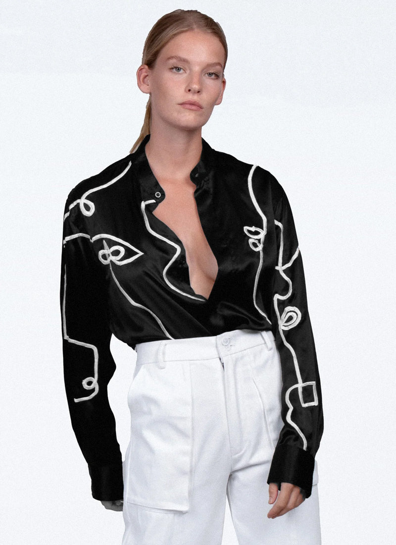 Martin Silk Embroidered Shirt - .MAISON LES ÉNERVÉS | Prêt - à - porter | Official online store