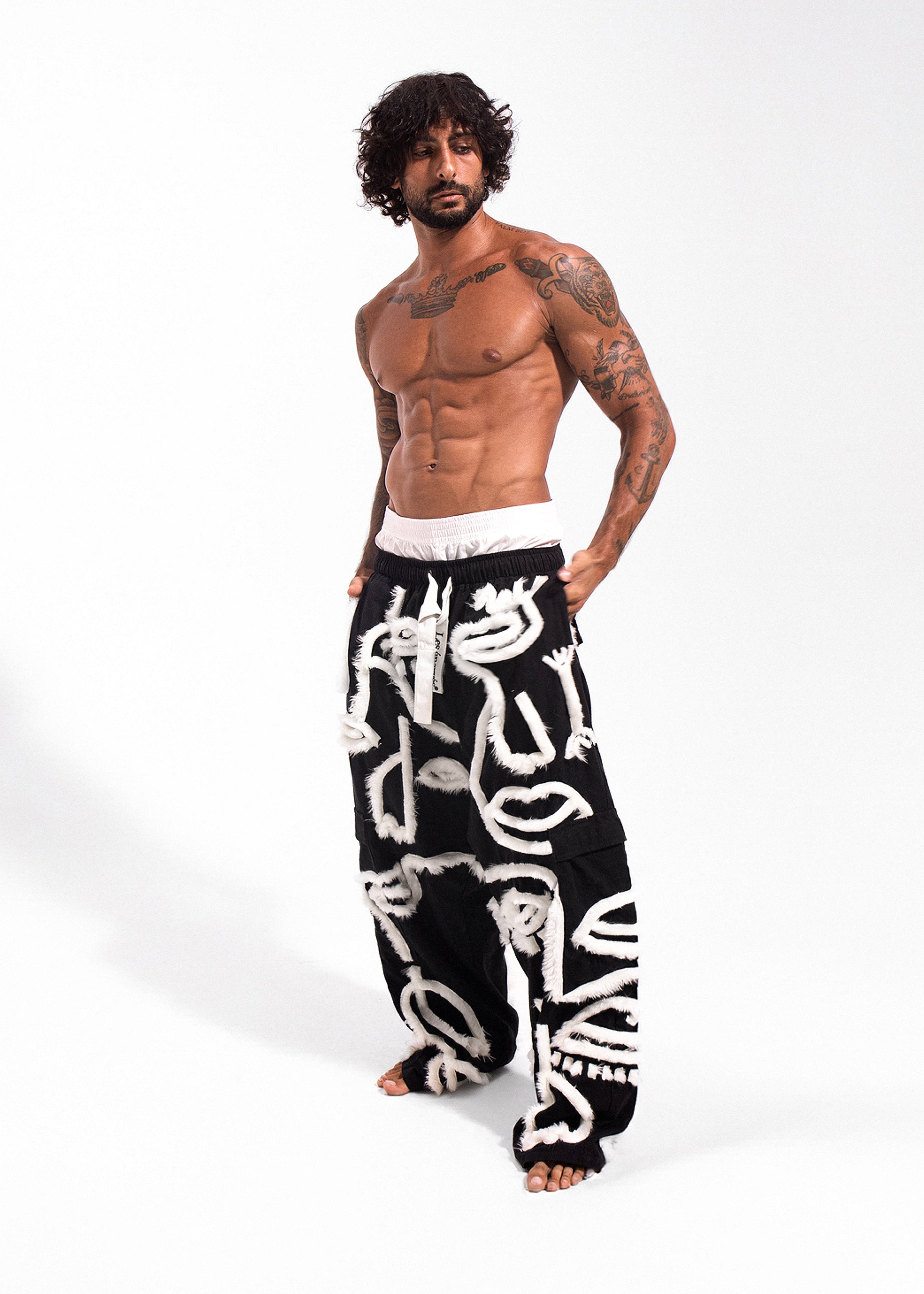 Siam Very Baggy Fur Pants Men - Noir - .MAISON LES ÉNERVÉS | Prêt - à - porter | Official online store