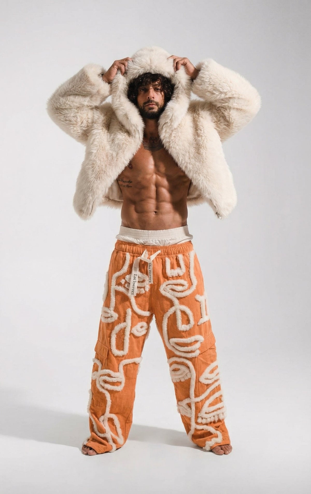 Siam Very Baggy Fur Pants Men - Volcano - .MAISON LES ÉNERVÉS | Prêt - à - porter | Official online store