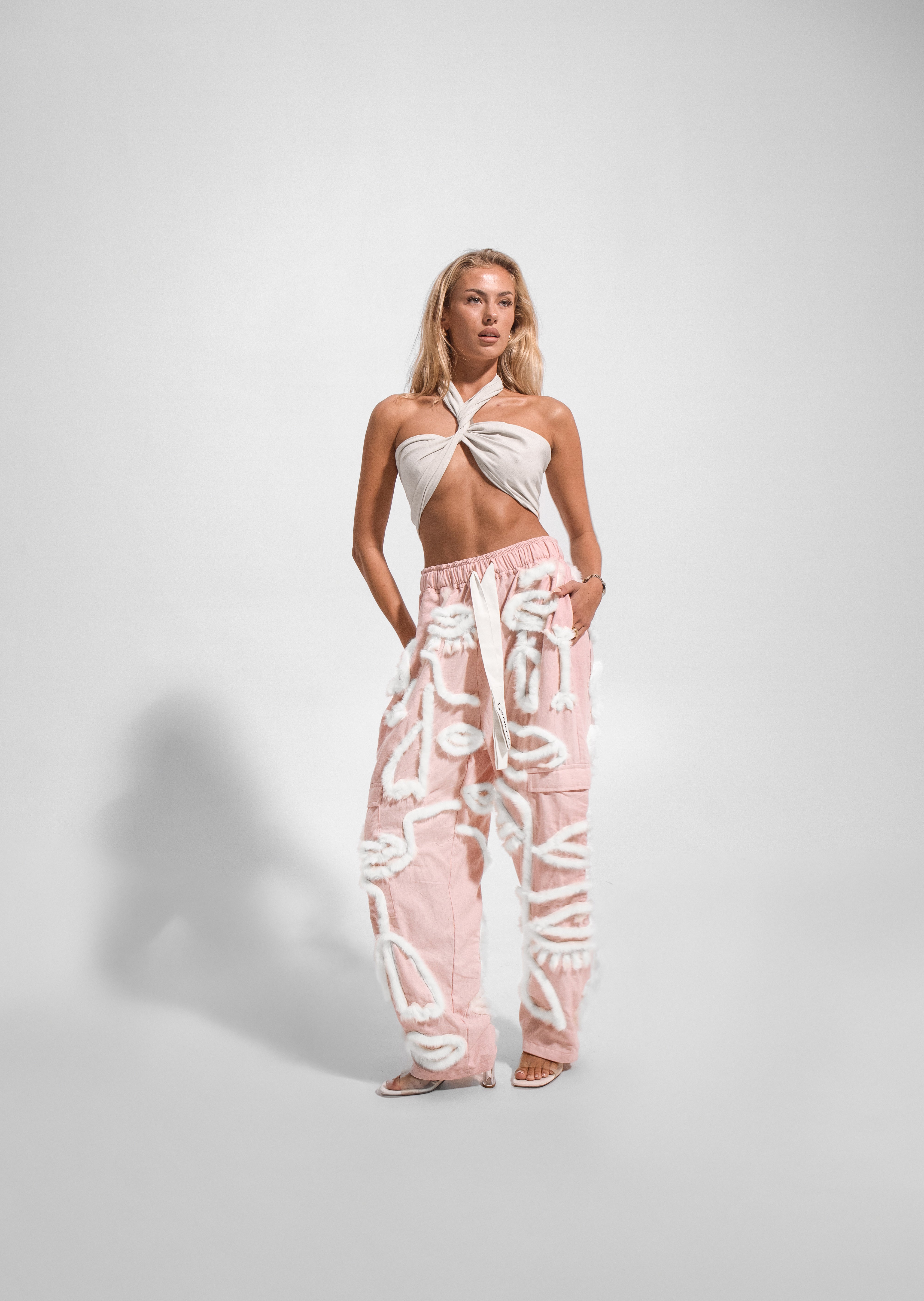 Siam Very Baggy Fur Pants Women - Rose - .MAISON LES ÉNERVÉS | Prêt - à - porter | Official online store