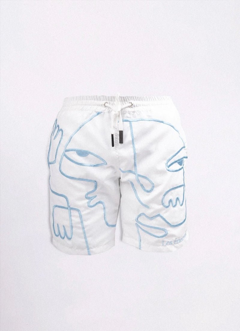 Swim shorts - Blue Embroidery - .MAISON LES ÉNERVÉS | Prêt - à - porter | Official online store