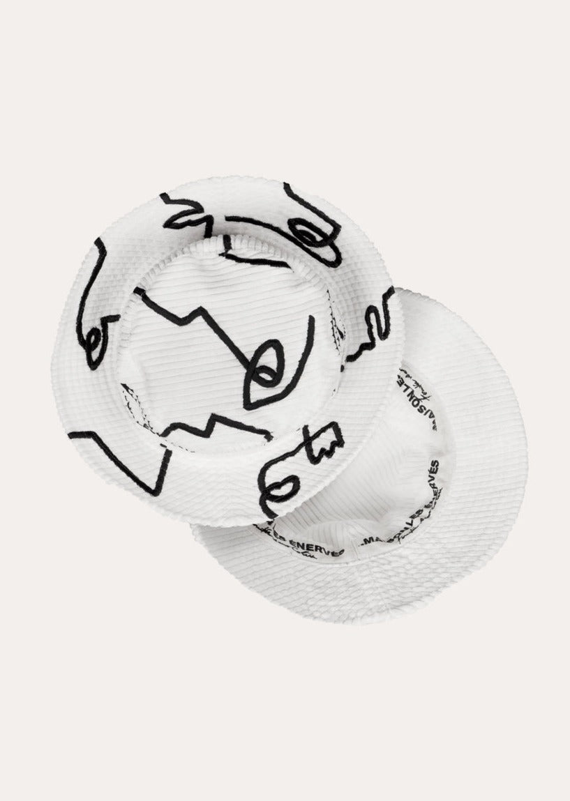 Reversible Bucket Hat - White - .MAISON LES ÉNERVÉS | Prêt-à-porter | Official online store